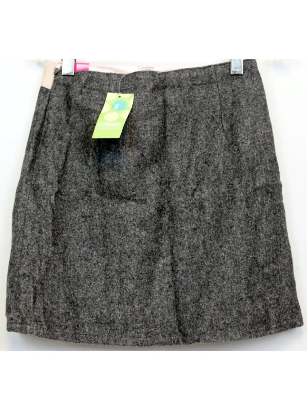 2004 Gymboree City Sidewalk sz 8 Grey Wool Blend Skirt Pink Velvet Ribbon Satin